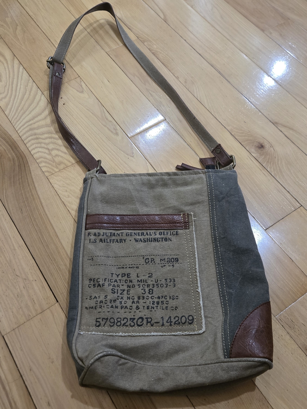 Mona B Identified Upcycled Canvas Crossbody Bag
